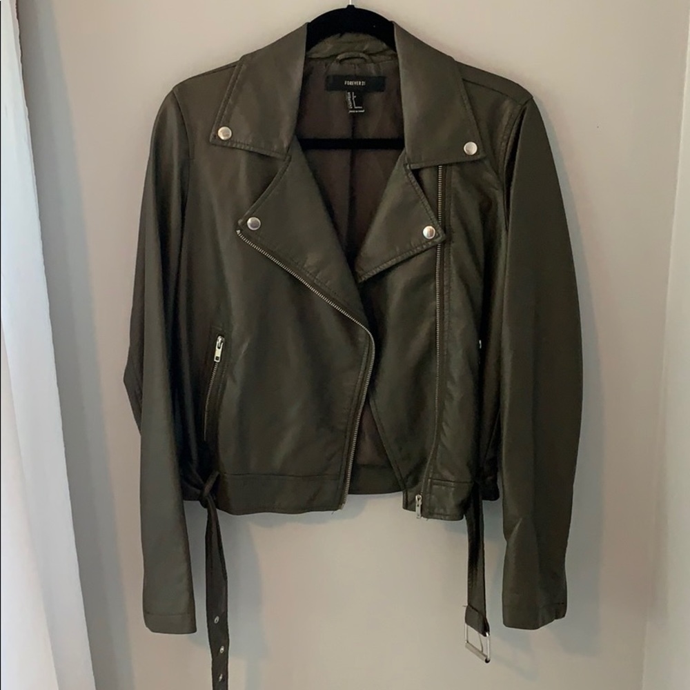 F21 Army Green Motorcycle Jacket